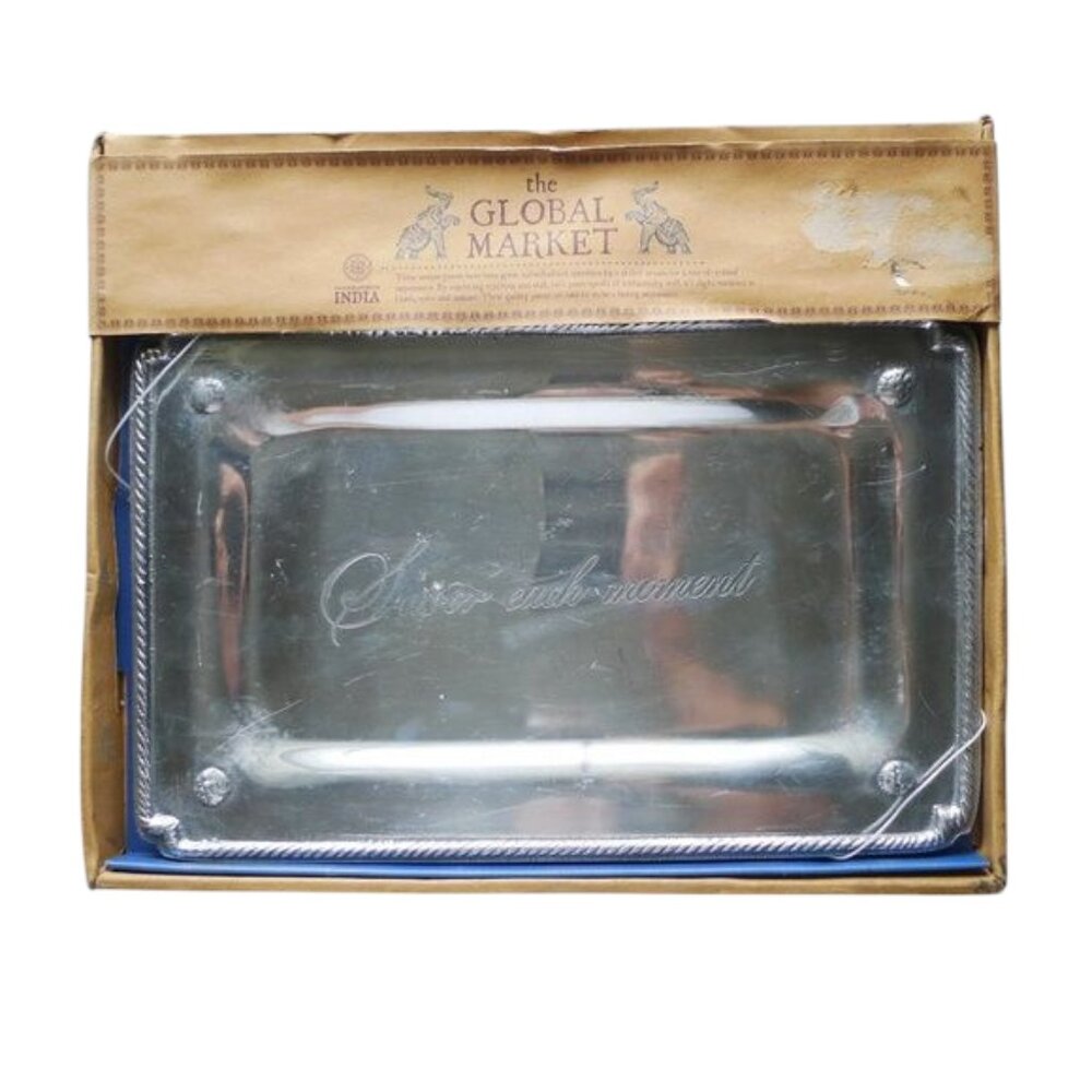 "Savor each moment" Global Market Aluminum Rectangle Tray